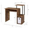 INFURNIC Desks Rectangular Computer Desk with Keyboard Tray Storage Compartment and Shelf for Home Office, Brown, 16"*37"*34" - 4 of 4