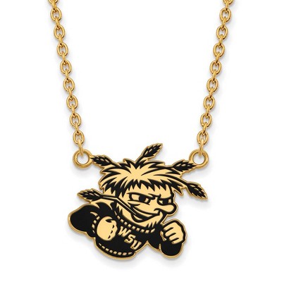 Black Bow Jewelry 14k Yellow Gold Plated Sterling Silver Wichita State Shockers NCAA Necklace 18 Inch