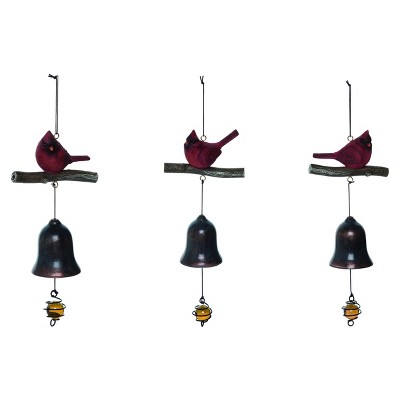 Transpac Resin Hanging Cardinal Bell Set of 3 Spring Home Decorations