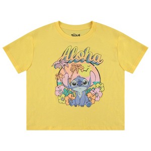 Ladies Lilo and Stitch Shirt - Ladies Classic Lilo and Stitch Fashion Tee - Disney Lilo and Stitch Short Sleeve Skimmer Crop Top Tee - 1 of 4