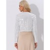 Allegra K Women's Sequin Open Front Cropped Sparkly Party Bolero Shrug - 3 of 4