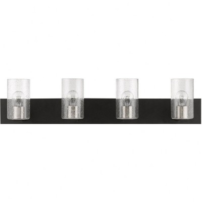 Zurich Black and Brushed Nickel 4-Light Vanity with Clear Seeded Glass