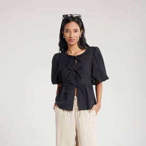 Women's Bubble Sleeve Tie-Front Blouse - A New Day™ - 1 of 4