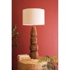 Quad-Carved Mango Wood Table Lamp with Fabric Shade – 39.5" Tall by Kalalou - 3 of 3