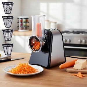 Homdox 150W Electric Cheese Grater Slicer Shredder, Professional Kitchen Chopper Salad Maker, One-Touch Control + 5 Free Attachments - 1 of 4