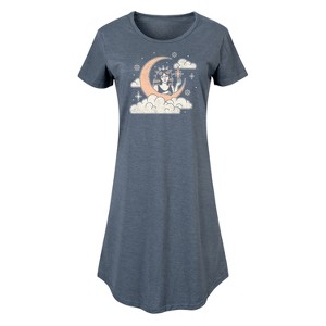 Women's - Instant Message - Celestial Moon Woman Graphic T-shirt Dress - 1 of 4
