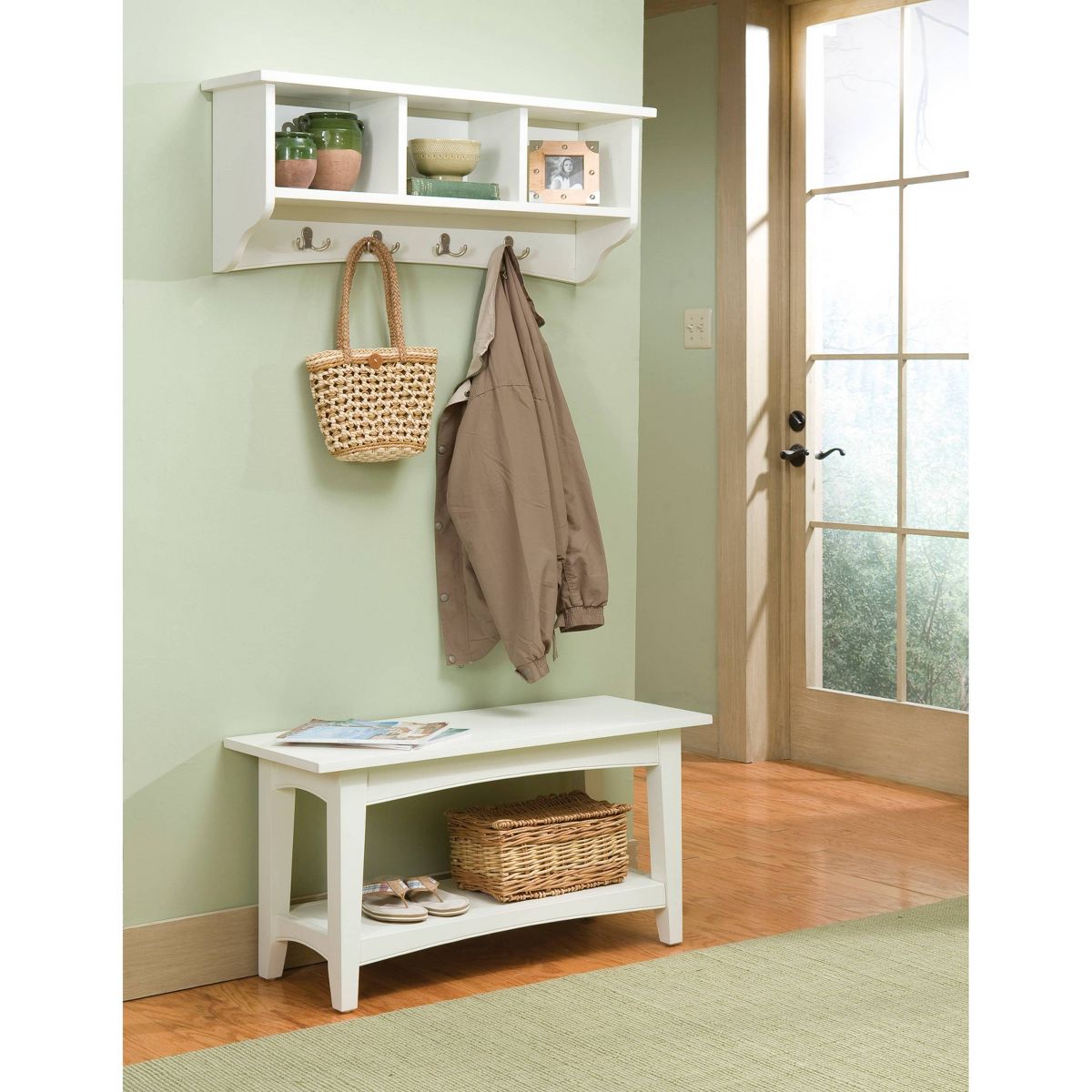 Shaker Cottage Storage Coat Hook with Bench Set - Alaterre Furniture - thumbnail 9