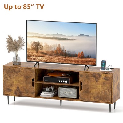 Skyzoo TV Stand for 50/55/65/75/85" inch TV Mid Century TV Table 2 Storage Cabinet with Open Shelves for Living Room
