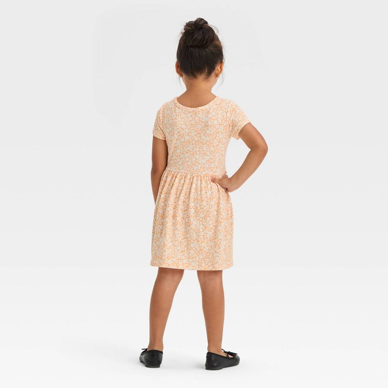 Toddler Girls' Floral Short Sleeve Dress - Cat & Jack™ Orange, 3 of 5