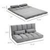 Aghana Digitals 2-in-1 Light Gray Folding Floor Sofa Bed with Adjustable Backrest/Headrest, Suede - 2 of 4