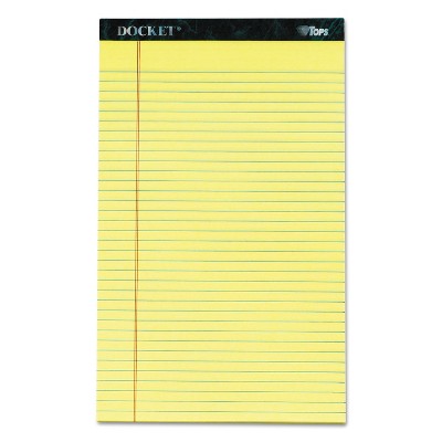 TOPS Docket Ruled Perforated Pads 8 1/2 x 14 Canary 50 Sheets Dozen 63580