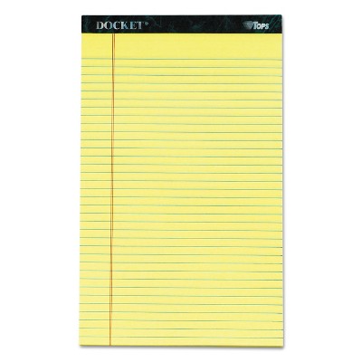 TOPS Docket Ruled Perforated Pads 8 1/2 x 14 Canary 50 Sheets Dozen 63580