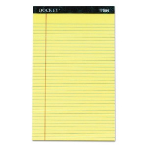 TOPS Docket Ruled Perforated Pads 8 1/2 x 14 Canary 50 Sheets Dozen 63580 - 1 of 4