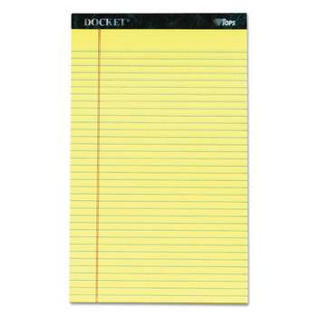 TOPS Docket Ruled Perforated Pads 8 1/2 x 14 Canary 50 Sheets Dozen 63580