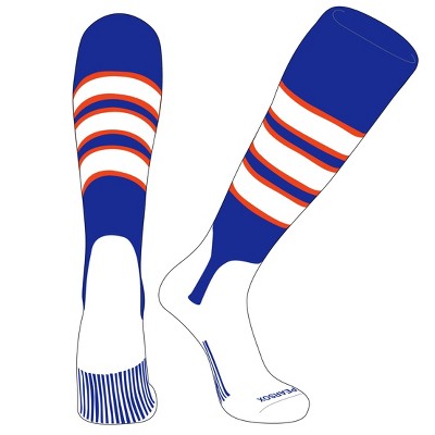 PEAR SOX OTC Baseball Softball Stirrup Socks (C, 5in) Royal, Orange, White