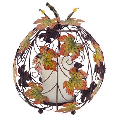 Melrose 12.5" Decorative Autumn Harvest Maple Leaf Scroll Pillar Candle Lantern