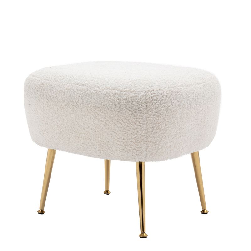 Modern Accent Chair, Teddy Short Plush Particle Velvet Armchair with Ottoman-ModernLuxe, 5 of 10