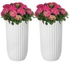 Tall Planter, Square Planter Set of 2, Large Indoor/Outdoor Flower Pots with Drainage Holes, Water Level Monitor & Wheels for Patio, Balcony, Garden - 2 of 4