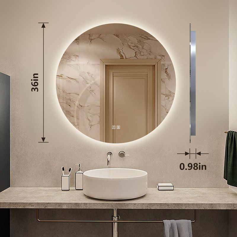HOMLUX Dimmable Round Backlit Mirror with Memory, Auto-off Anti-fogging and 3 color Temperature for Bathroom, 4 of 7