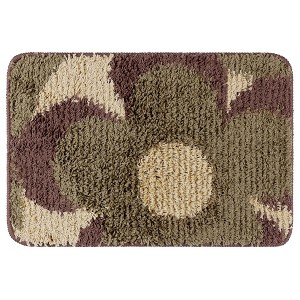 Unique Bargains Checked Washable Plush Shaggy Bath Mat 1 Pc - 1 of 4