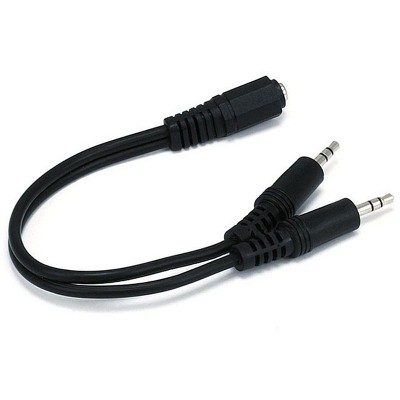 Monoprice Audio/Stereo Splitter Cable - 0.5 Feet - Black | 3.5mm Stereo Jack/Two 3.5mm Stereo Plug
