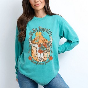 Simply Sage Market Women's Roam Free Distressed Long Sleeve Garment Dyed Tee - 1 of 4