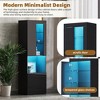 Vynxaria 67" High Gloss Storage Cabinet with LED Lights Modern Pantry, Bookcase & Display Cabinet with Acrylic Door and Tempered Glass Shelves, Black - 2 of 4