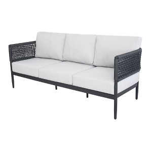 International Concepts Woven Abaca Rope Outdoor Patio 3 Seater Sofa with Cushions - 1 of 4