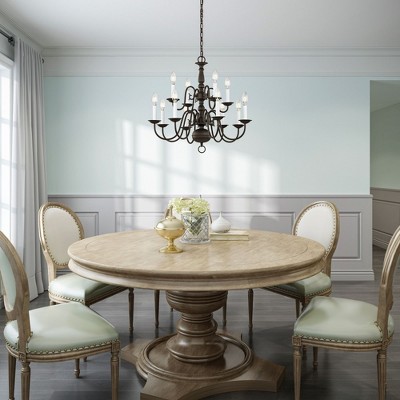 Colonial Elegance Bronze 12-Light Candle-Style Chandelier