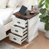 Nightstand with Charging Station & 3 Drawer, Farmhouse End Table for Bedroom, Living Room - 3 of 4