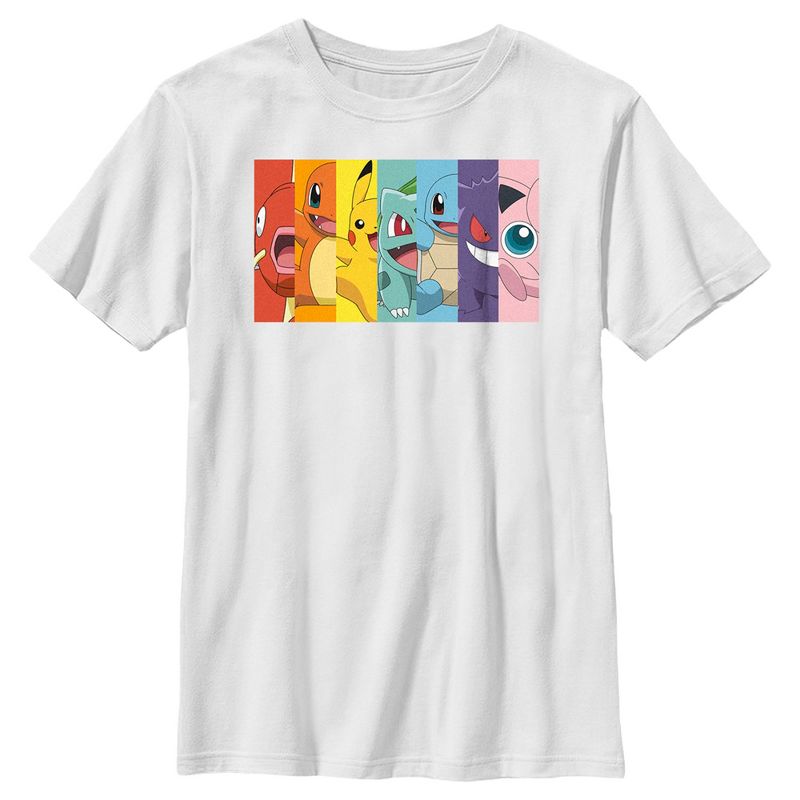 Boy's Pokemon Character Box-up Rainbow T-Shirt, 1 of 5