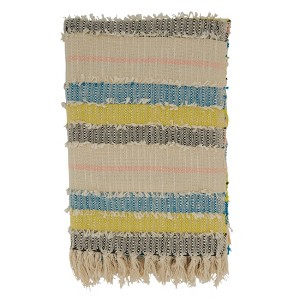 Saro Lifestyle Fringe Throw Blanked With Stripe Design - 1 of 4