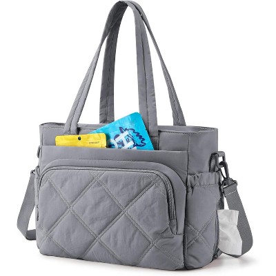 Paaaawaters Lunch Bag Women Large Lunch Box Insulated Tote Bag with Multi-Pockets Quilted Puffy Tote for Work, Outdoors
