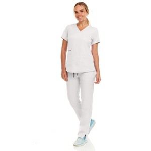 MediChic Women's V-Neck Scrub Set Straight Leg Six Pocket Cargo Scrub Pants with 4-Way Stretch Scrubs Sets - 1 of 4