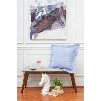 Elisabeth York Blue Cotton Hemstitch Throw Pillow