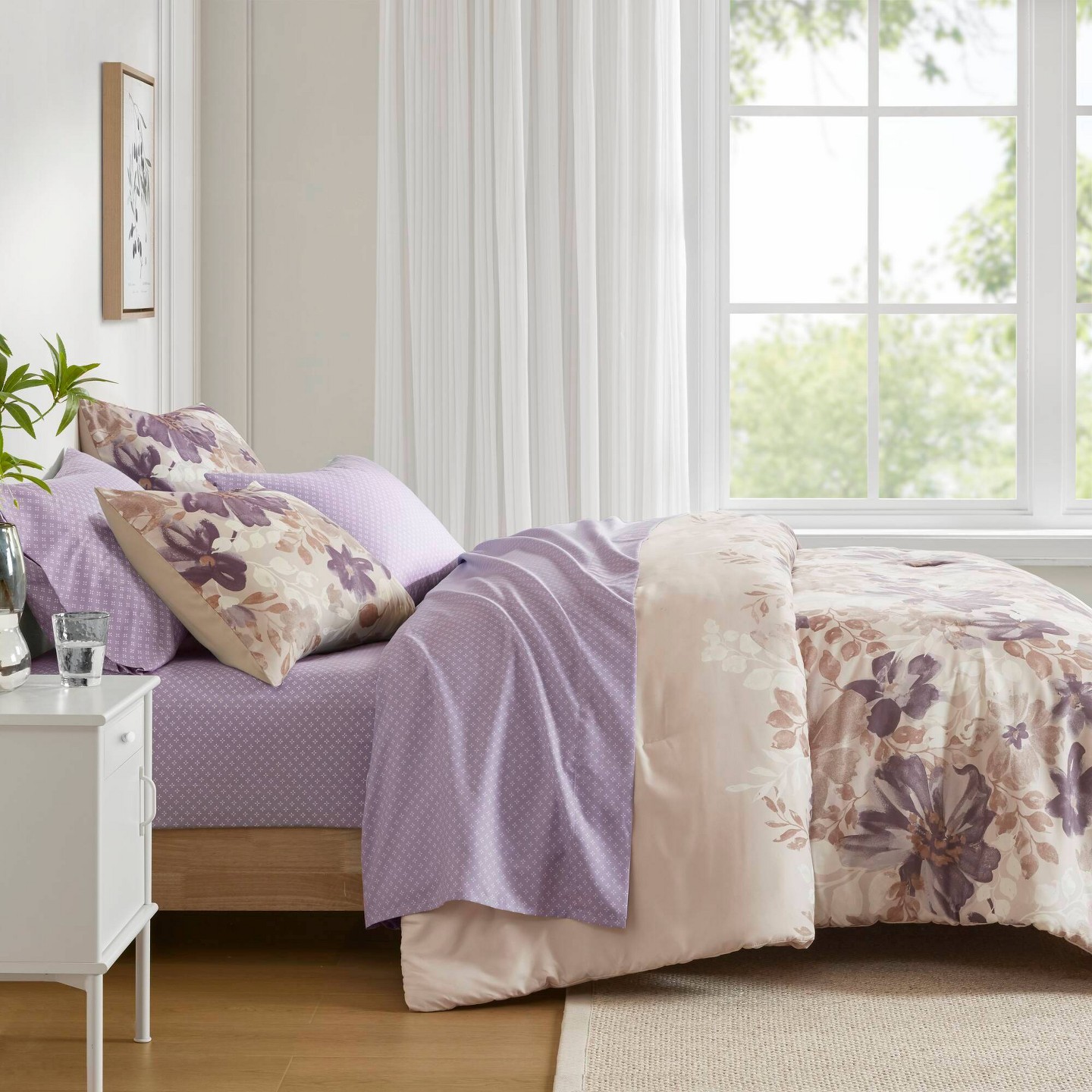 Комплект с одеялом Madison Park Twin Willow Floral Comforter Set with Bed Sheet Taupe, цвет: С принтом — фото 3