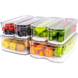 6-Pack Clear Freezer Organizer Bins with Lids for Kitchen & Pantry - 1 of 4