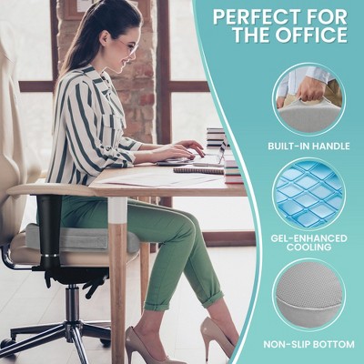 Gray Gel-Enhanced Memory Foam Ergonomic Seat Cushion