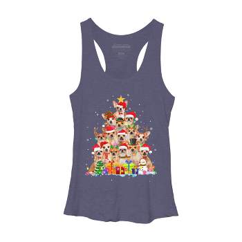 Women's Design By Humans Christmas Pajama Chihuahua Tree By MINHMINH Racerback Tank Top