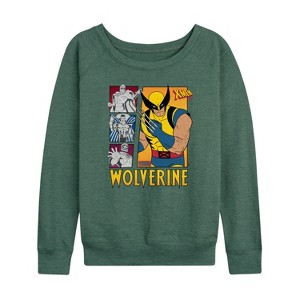 Women's - Marvel - Wolverine Vs Villians Lightweight French Terry Wide Neck Long Sleeve Shirt - 1 of 4