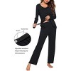 Ekouaer Maternity Nursing Pajama Set Long Sleeve Top & Pants with Pockets Breastfeeding Sleepwear Double Layer Pregnancy - 4 of 4