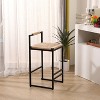 32.48"Set of 2 Water Hyacinth Woven Bar Stools with Back Support Counter Height Dining Chairs for Kitchen,  (Water Hyacinth with Back) - 2 of 4