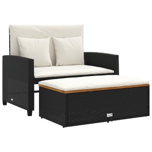 vidaXL Patio Sofa Black Poly Rattan 2-seater - 1 of 2