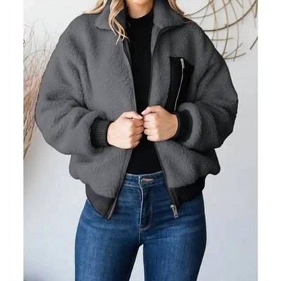 Women's Long Sleeve Collar faux-shearling Jacket - HEIMISH USA