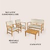 Barclay 4-Piece Modern Coastal Acacia Wood Conversation Outdoor Patio Set with Cushions - JONATHAN Y - 4 of 4