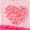PATPAT Pink Tulle Baby Romper with Heart Design & Headband Cute Infant Short Sleeve Onesies - 2 of 4