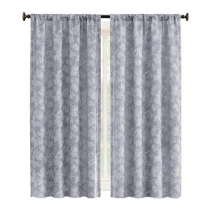 Collections Etc Elegant Leaf Embroidered Rod Pocket Top Curtain Panel - 1 of 3