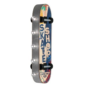American Art Decor Metal LED Skate Shop Decks and More Marquee Sign: Vintage Style Sports Room Accent - 1 of 4