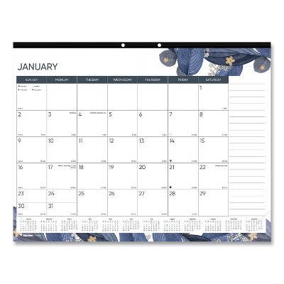 Blueline Desk Pad Calendar 22 x 17 Gold Detail; Blue/Purple/White 2022 C194128