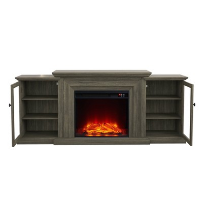 Festivo 71" Brown Farmhouse TV Stand with Electric Fireplace